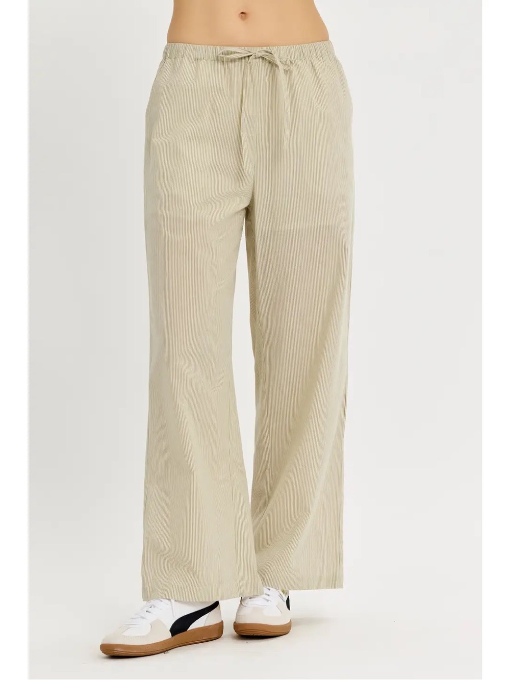 (106) Cotton Stripe Straight Pants with Pockets - S - NWT - Picture 2 of 4